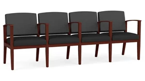 Lobby & Guest Chairs - Wood Lesro 4 Seats with Center Arms, Upholstered Seat, Upholstered Back