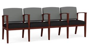 Lobby & Guest Chairs - Wood Lesro 4 Seats with Center Arms, Upholstered Seat, Upholstered Back