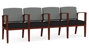 Lobby & Guest Chairs - Wood Lesro 4 Seats with Center Arms, Upholstered Seat, Upholstered Back