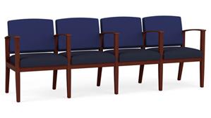 Lobby & Guest Chairs - Wood Lesro 4 Seats with Center Arms, Upholstered Seat, Upholstered Back