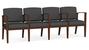 Lobby & Guest Chairs - Wood Lesro Polyurethane 4 Seats with Center Arms