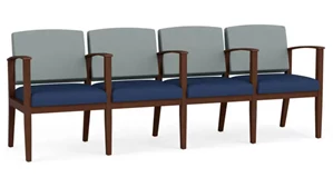 Lobby & Guest Chairs - Wood Lesro 4 Seats with Center Arms, Upholstered Seat, Upholstered Back