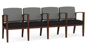 Lobby & Guest Chairs - Wood Lesro 4 Seats with Center Arms, Upholstered Seat, Upholstered Back