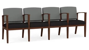 Lobby & Guest Chairs - Wood Lesro 4 Seats with Center Arms, Upholstered Seat, Upholstered Back