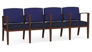 Lobby & Guest Chairs - Wood Lesro 4 Seats with Center Arms, Upholstered Seat, Upholstered Back