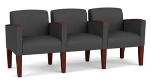 Lobby & Guest Chairs - Wood Lesro Polyurethane 3 Seats with Center Arms