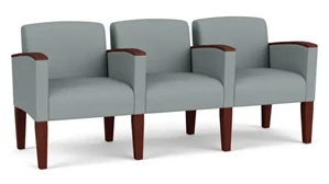 Lobby & Guest Chairs - Wood Lesro Polyurethane 3 Seats with Center Arms