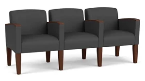 Lobby & Guest Chairs - Wood Lesro Polyurethane 3 Seats with Center Arms