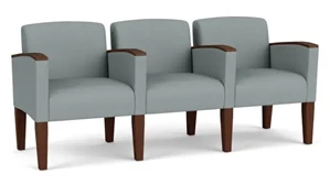 Lobby & Guest Chairs - Wood Lesro Polyurethane 3 Seats with Center Arms