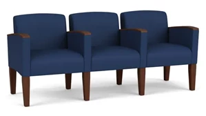 Lobby & Guest Chairs - Wood Lesro Polyurethane 3 Seats with Center Arms