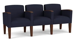 Lobby & Guest Chairs - Wood Lesro 3 Seats with Center Arms