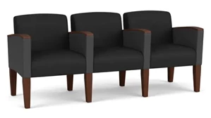 Lobby & Guest Chairs - Wood Lesro 3 Seats with Center Arms, Upholstered Seat, Back and Arms