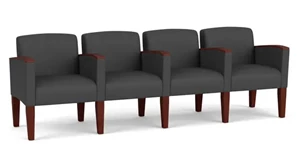 Lobby & Guest Chairs - Wood Lesro Polyurethane 4 Seats with Center Arms