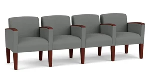 Lobby & Guest Chairs - Wood Lesro 4 Seats with Center Arms