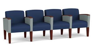 Lobby & Guest Chairs - Wood Lesro 4 Seats with Center Arms, Upholstered Seat, Back and Arms