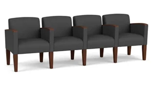 Lobby & Guest Chairs - Wood Lesro Polyurethane 4 Seats with Center Arms