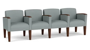 Lobby & Guest Chairs - Wood Lesro Polyurethane 4 Seats with Center Arms