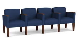 Lobby & Guest Chairs - Wood Lesro Polyurethane 4 Seats with Center Arms
