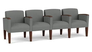 Lobby & Guest Chairs - Wood Lesro 4 Seats with Center Arms