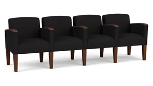 Lobby & Guest Chairs - Wood Lesro 4 Seats with Center Arms