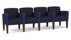 Lobby & Guest Chairs - Wood Lesro 4 Seats with Center Arms, Upholstered Seat, Back and Arms