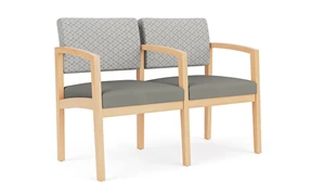 Lobby & Guest Chairs - Wood Lesro Lenox Wood 2 Seats with Center Arm - Designer Combo Upholstery