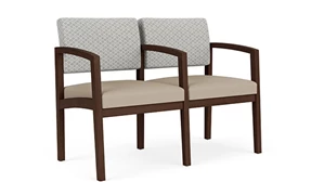 Lobby & Guest Chairs - Wood Lesro Lenox Wood 2 Seats with Center Arm - Designer Combo Upholstery