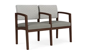 Lobby & Guest Chairs - Wood Lesro Lenox Wood 2 Seats with Center Arm - Designer Combo Upholstery