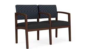 Lobby & Guest Chairs - Wood Lesro Lenox Wood 2 Seats with Center Arm - Designer Combo Upholstery