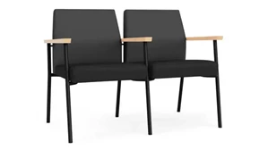 Lobby & Guest Chairs - Metal Lesro 2 Seats with Center Arm, Upholstered Seat, Upholstered Back