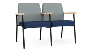 Lobby & Guest Chairs - Metal Lesro 2 Seats with Center Arm, Upholstered Seat, Upholstered Back