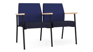 Lobby & Guest Chairs - Metal Lesro 2 Seats with Center Arm, Upholstered Seat, Upholstered Back