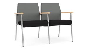Lobby & Guest Chairs - Metal Lesro 2 Seats with Center Arm, Upholstered Seat, Upholstered Back