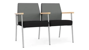 Lobby & Guest Chairs - Metal Lesro 2 Seats with Center Arm, Upholstered Seat, Upholstered Back