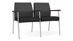 Lobby & Guest Chairs - Metal Lesro 2 Seats with Center Arm, Upholstered Seat, Upholstered Back