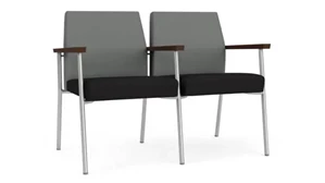 Lobby & Guest Chairs - Metal Lesro 2 Seats with Center Arm, Upholstered Seat, Upholstered Back