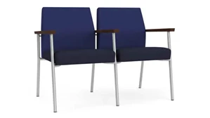 Lobby & Guest Chairs - Metal Lesro 2 Seats with Center Arm, Upholstered Seat, Upholstered Back