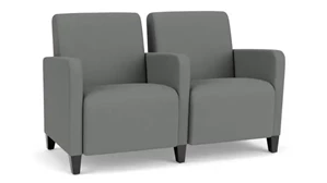 Lobby & Guest Chairs - Metal Lesro 2-Seat Bench 51.5in W x 30in D with Center Arms and Hardwood Frame