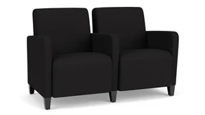 Lobby & Guest Chairs - Metal Lesro Ravenna 2-Seat Bench 51.5in W x 30in D with Center Arms and Hardwood Frame