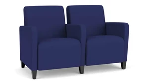 Lobby & Guest Chairs - Metal Lesro 2-Seat Bench 51.5in W x 30in D with Center Arms and Hardwood Frame