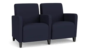 Lobby & Guest Chairs - Metal Lesro Ravenna 2-Seat Bench 51.5in W x 30in D with Center Arms and Hardwood Frame
