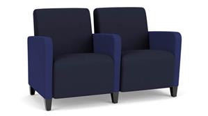 Lobby & Guest Chairs - Metal Lesro 2 Seats with Center Arm, Upholstered Seat, Back and Arms