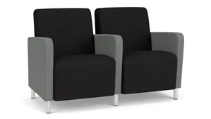 Lobby & Guest Chairs - Metal Lesro 2 Seats with Center Arm, Upholstered Seat, Back and Arms