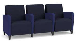 Lobby & Guest Chairs - Metal Lesro 3 Seats with Center Arms, Upholstered Seat, Back and Arms