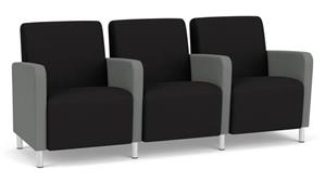 Lobby & Guest Chairs - Metal Lesro 3 Seats with Center Arms, Upholstered Seat, Back and Arms