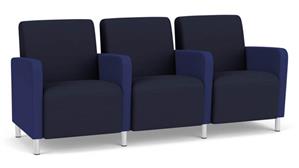 Lobby & Guest Chairs - Metal Lesro 3 Seats with Center Arms, Upholstered Seat, Back and Arms