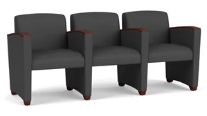 Lobby & Guest Chairs - Wood Lesro Polyurethane 3 Seats with Center Arms