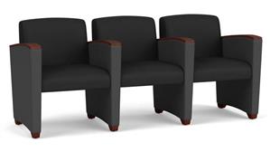 Lobby & Guest Chairs - Wood Lesro 3 Seats with Center Arms, Upholstered Seat, Back and Arms