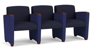 Lobby & Guest Chairs - Wood Lesro 3 Seats with Center Arms, Upholstered Seat, Back and Arms