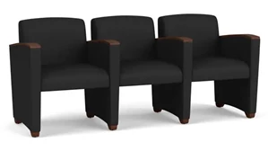Lobby & Guest Chairs - Wood Lesro Polyurethane 3 Seats with Center Arms